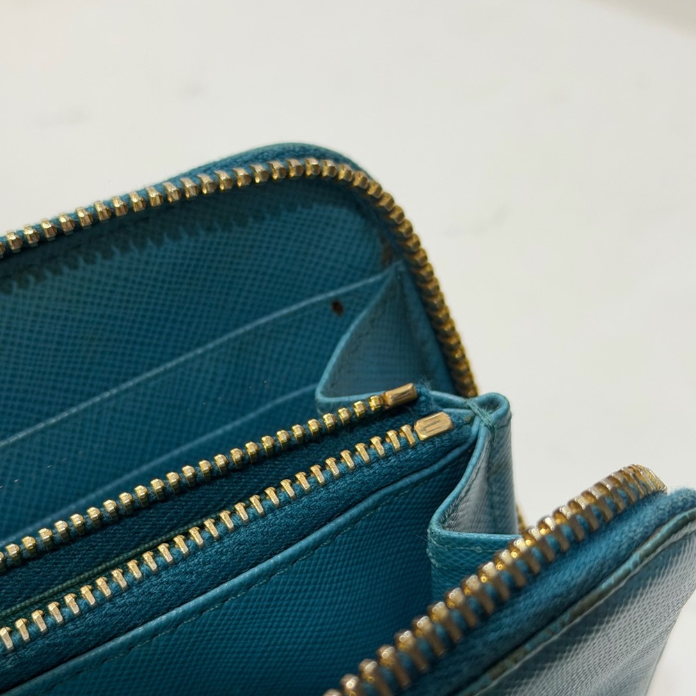 Prada Blue Wallet with Gold Accents - Picture 6 of 10
